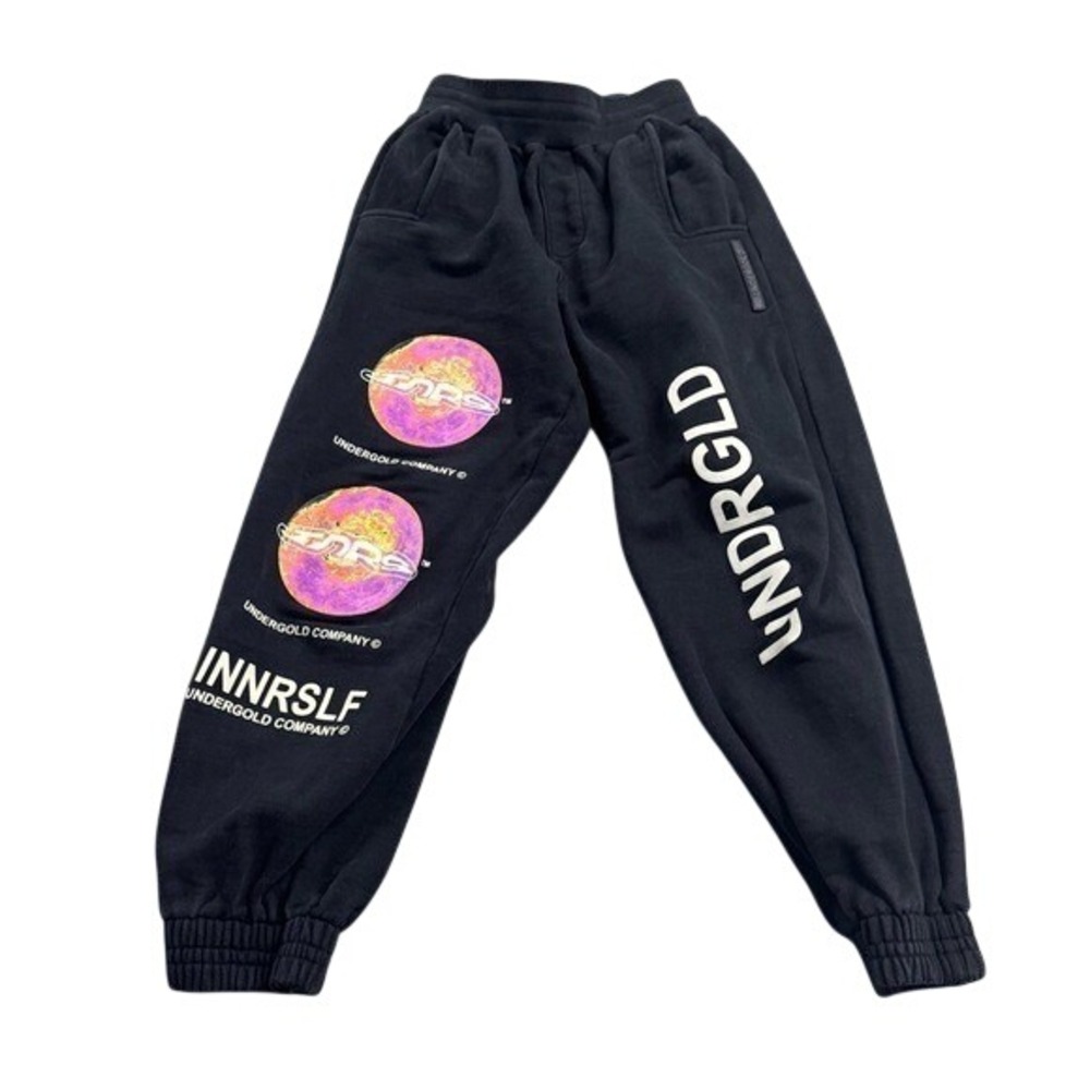 Undergld‎ Space Planet Patch Black Jogger Pants Size XS Streetwear Skater Y2k